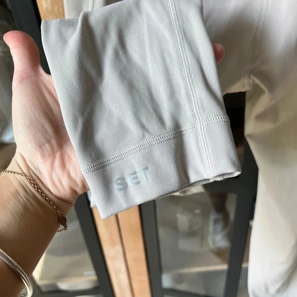 SET ACTIVE sportbody leggings high waisted bone pockets cream beige oat milk - Picture 5 of 8